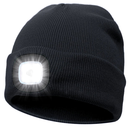 LED Beanie Knitted Hat – Warm Winter Knit Cap with Hands-Free Headlamp