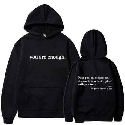 Oversized Y2K Hoodie with “Dear Person Behind Me” Print – Unisex Pullover Sweatshirt for Streetwear Winter Autumn Style