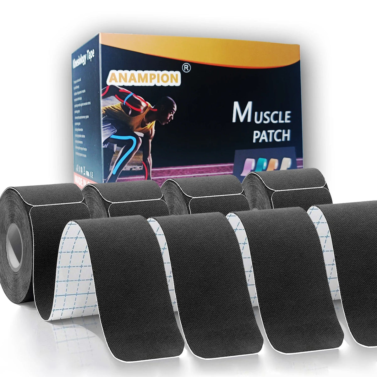 Pro Kinesiology Tape 4-Roll Set – Waterproof Breathable Latex-Free Athletic Tape with 80 Precut Strips