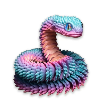 3D-Printed Articulated Snake - Posable Bush Viper Desk Fidget
