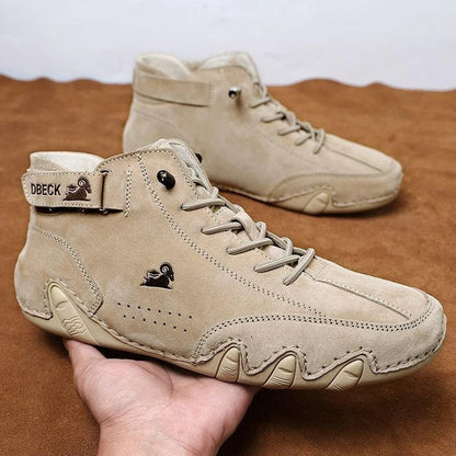 Men’s Casual Luxury Suede Leather Walking Boots – High-Top Roman-Style Sneakers for Motorcycle, Outdoor Fashion & Durable Comfort