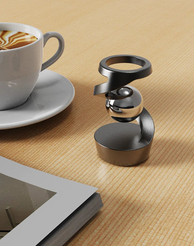 Rotating Gyroscope Finger Fidget Spinner – All-Aluminum Alloy Desk Toy with Silver Metallic Accents for Stress Relief, Focus & Adults