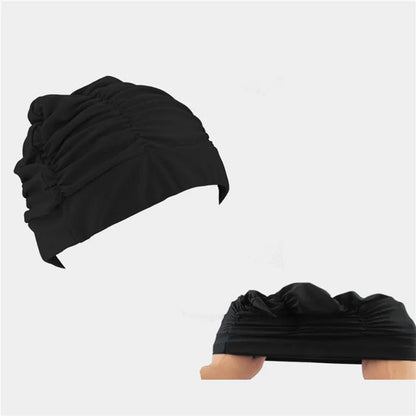 Stylish Stretch Nylon Swimming Cap – Elastic Turban-Style Swim Hat for Women, Girls & Long Hair Comfort in Pool or Spa