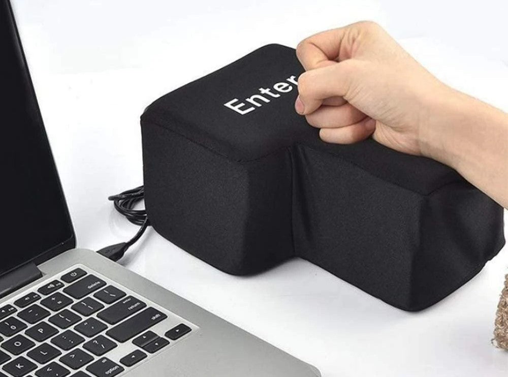 Giant USB Enter Key Anti-Stress Pillow – Fun Desktop Decompression Toy for Office & Home