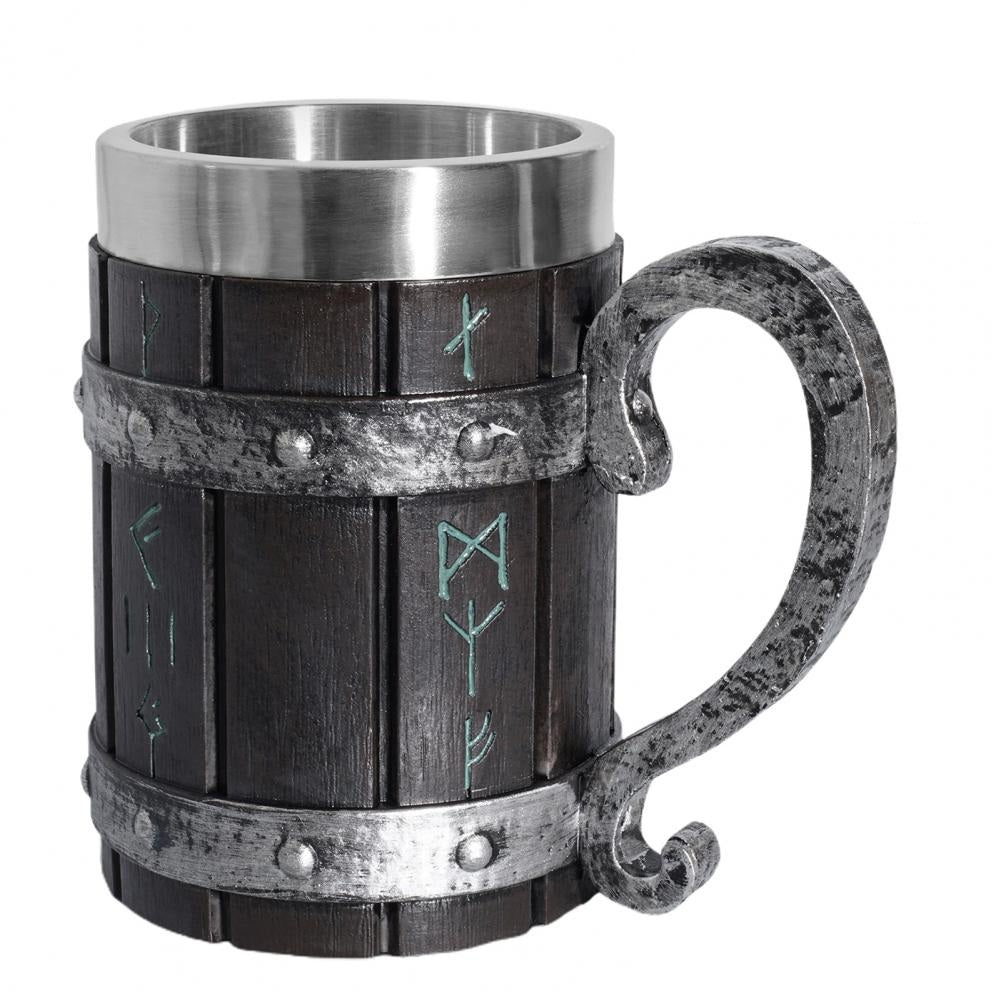 Resin Viking Beer Mug – 550ml Medieval Black Barrel Cup for Beer Lovers, Pubs, Bars & Unique Groomsmen Gifts