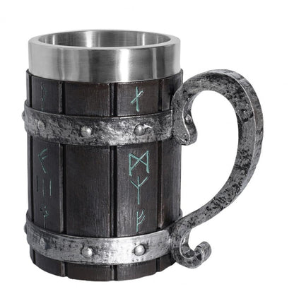 Resin Viking Beer Mug – 550ml Medieval Black Barrel Cup for Beer Lovers, Pubs, Bars & Unique Groomsmen Gifts