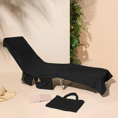 Extra-Large Quick Dry Beach Lounge Chair Towel – Microfiber Spa Pool Towel with Handy Pockets for Travel and Relaxation