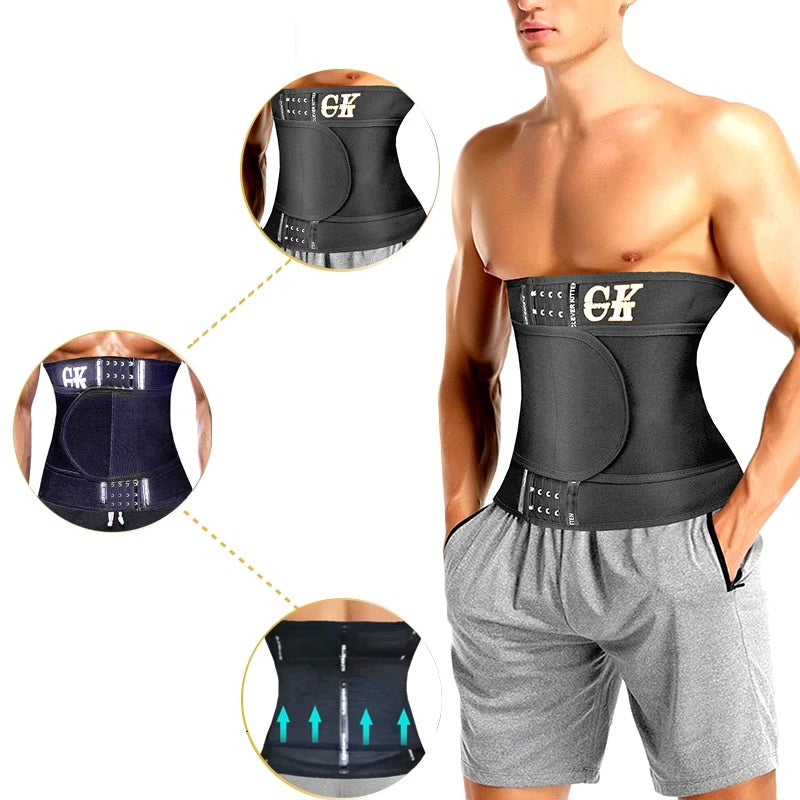 Waist Trainer Sports Belt for Men – Slimming Gym Corset with Belly Trimmer, Body Shaper Wrap for Weight Loss and Core Support