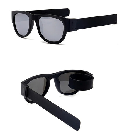 Folding Slap Sunglasses – Trendy Polarized Shades for Men with Mirror Finish and Wristband-Style Folding Innovation