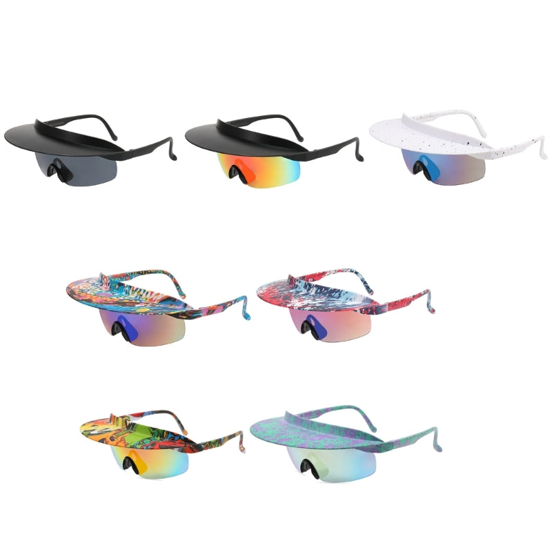 Sunglasses with Built-in Visor – Windproof Cycling Eyewear Shade for Outdoor Adventures, Stylish Sun Protection for Riders