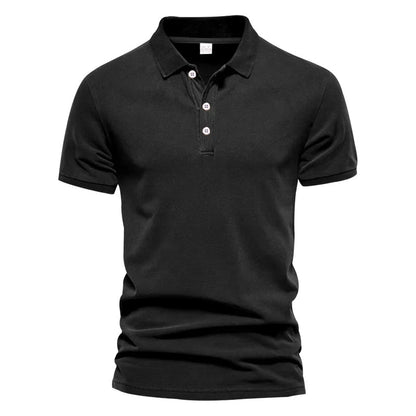 Solid Color Short-Sleeved Top Men's Polo Shirt –  Button Lapel Top for Summer Sports and Leisure