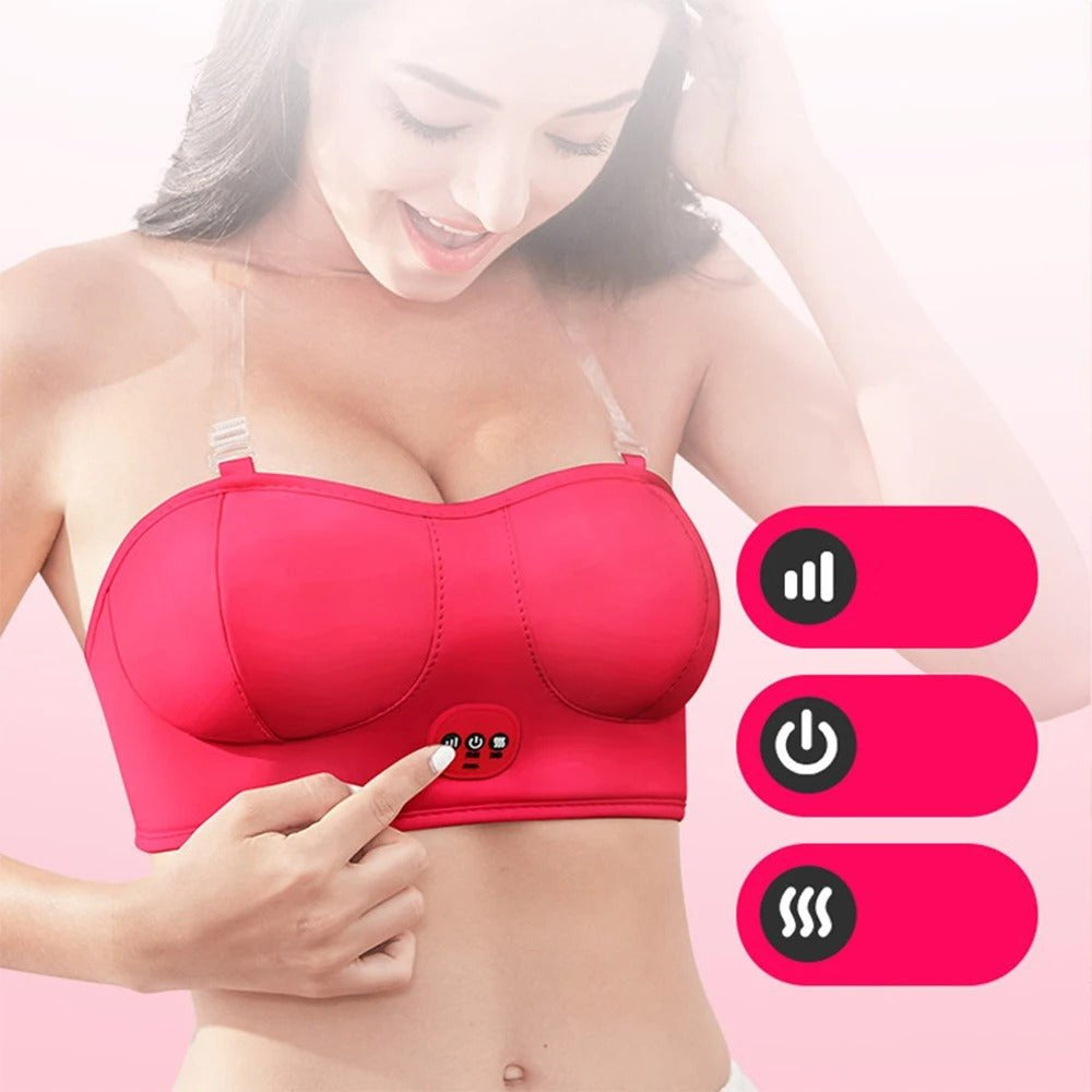 Breast Massager Bra, Blossom Up Electric Bust Massager – Heated Wireless Wearable Chest Massager, Anti Sagging Breast, Breast Enlargement Machine