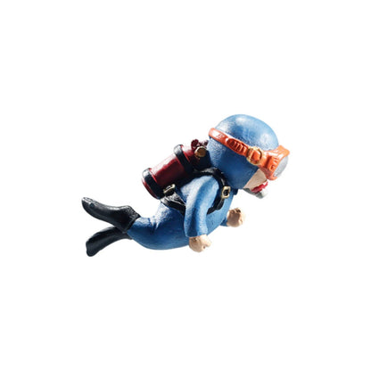 Blue Diver Aquarium Decoration – Floating PVC Ornament with Camera, Adorable Cartoon Character for a Whimsical Fish Tank Touch