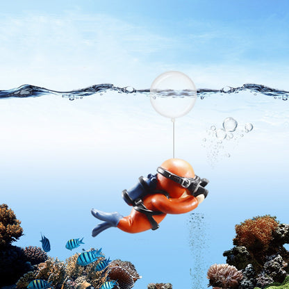 Blue Diver Aquarium Decoration – Floating PVC Ornament with Camera, Adorable Cartoon Character for a Whimsical Fish Tank Touch