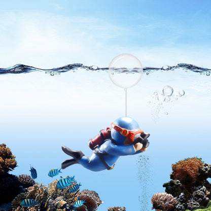 Blue Diver Aquarium Decoration – Floating PVC Ornament with Camera, Adorable Cartoon Character for a Whimsical Fish Tank Touch