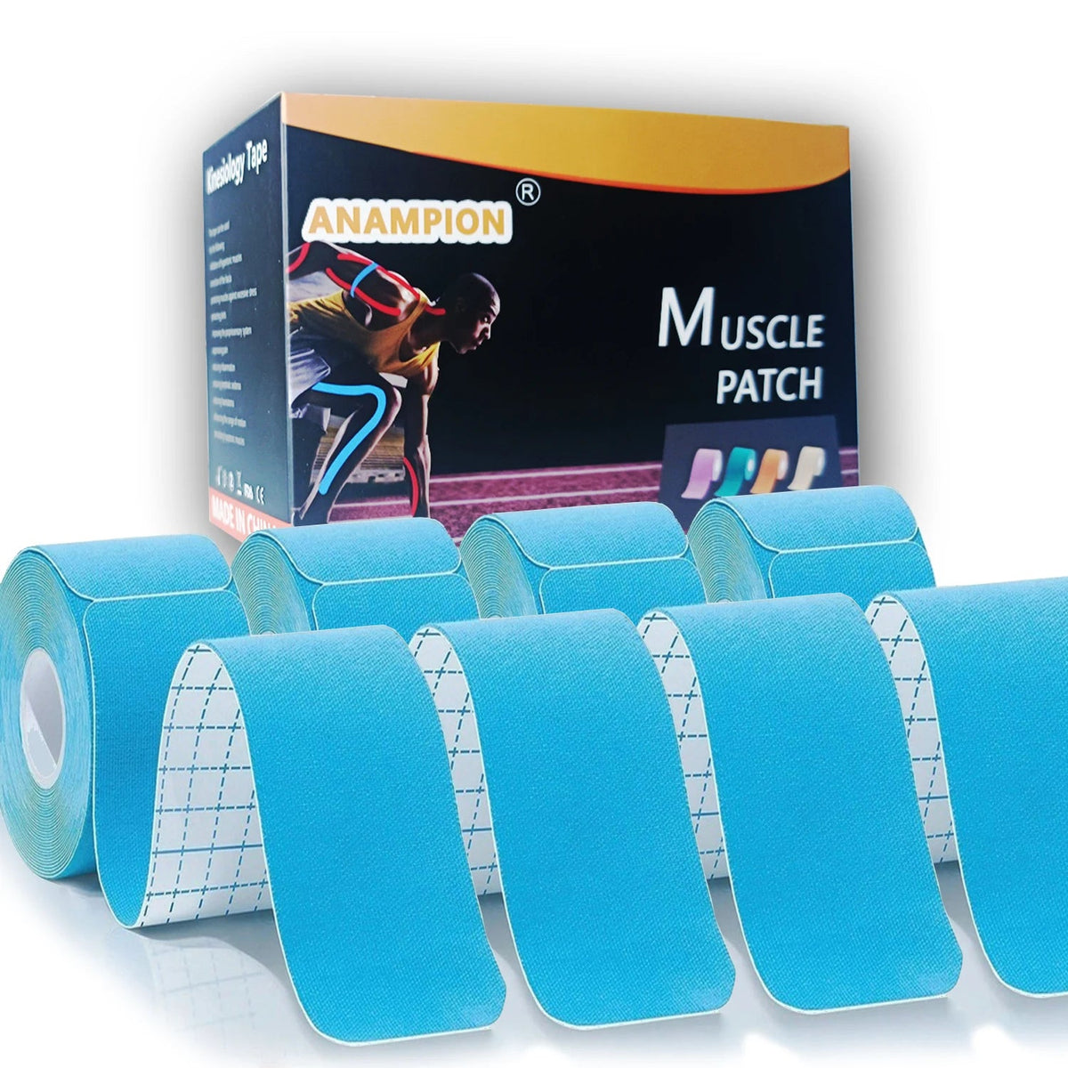 Pro Kinesiology Tape 4-Roll Set – Waterproof Breathable Latex-Free Athletic Tape with 80 Precut Strips