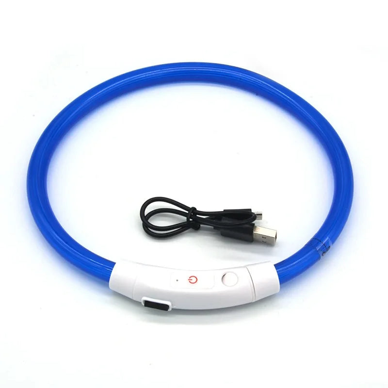 LED Dog Collar – USB Rechargeable Luminous Pet Collar with Adjustable Glow for Safe Night Walks & Anti-Loss Protection