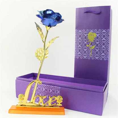 Gold Foil Eternal Rose in Gift Box – 24K  Gold Long-Lasting Romantic Artificial Flower for Weddings, Anniversaries, and Valentine’s Day Love