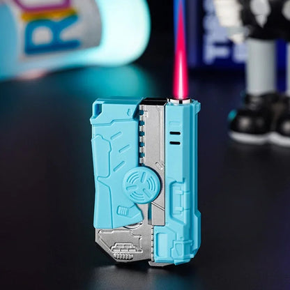 Deformable Fingertip Gyro Decompression Lighter – Foldable, Windproof Red Flame for Trendy Men