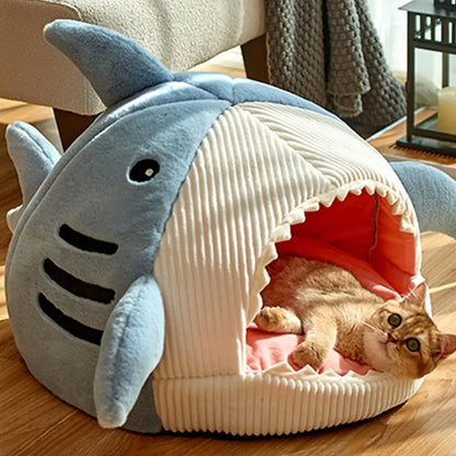 Shark-Shaped Cat Bed – Cozy Semi-Closed Nest for Ultimate Pet Comfort