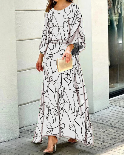 Floral Vacation Dress Set – 2-Piece Maxi Skirt & Blouse with Big Swing Hem for Summer Holiday Style