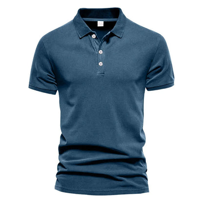 Solid Color Short-Sleeved Top Men's Polo Shirt –  Button Lapel Top for Summer Sports and Leisure