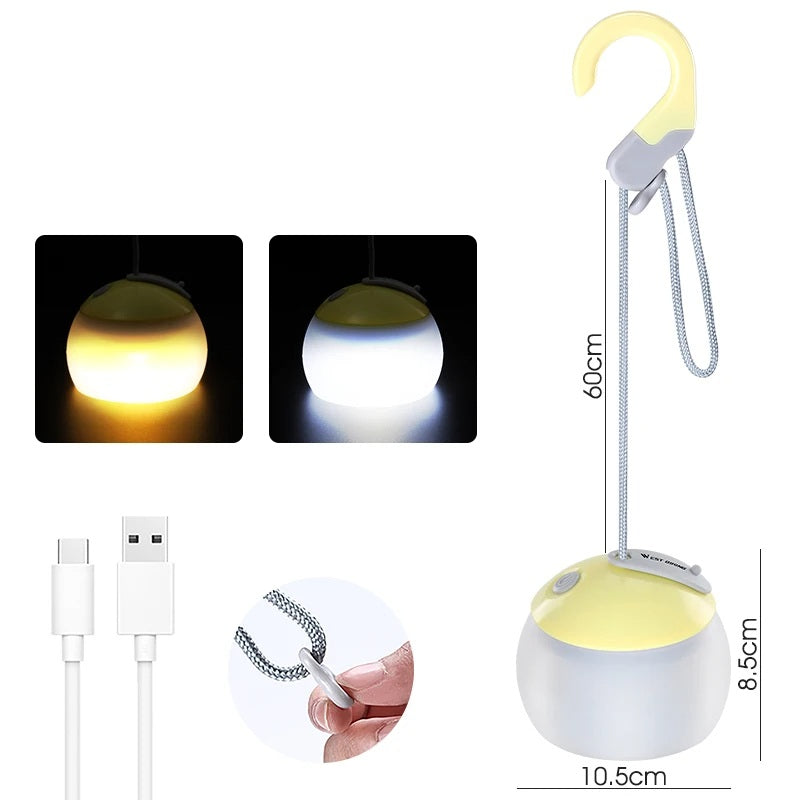 Portable Camping Tent Hanging Light – USB Rechargeable LED Lantern for Outdoor Adventures, Emergency Lighting, and Night Camps