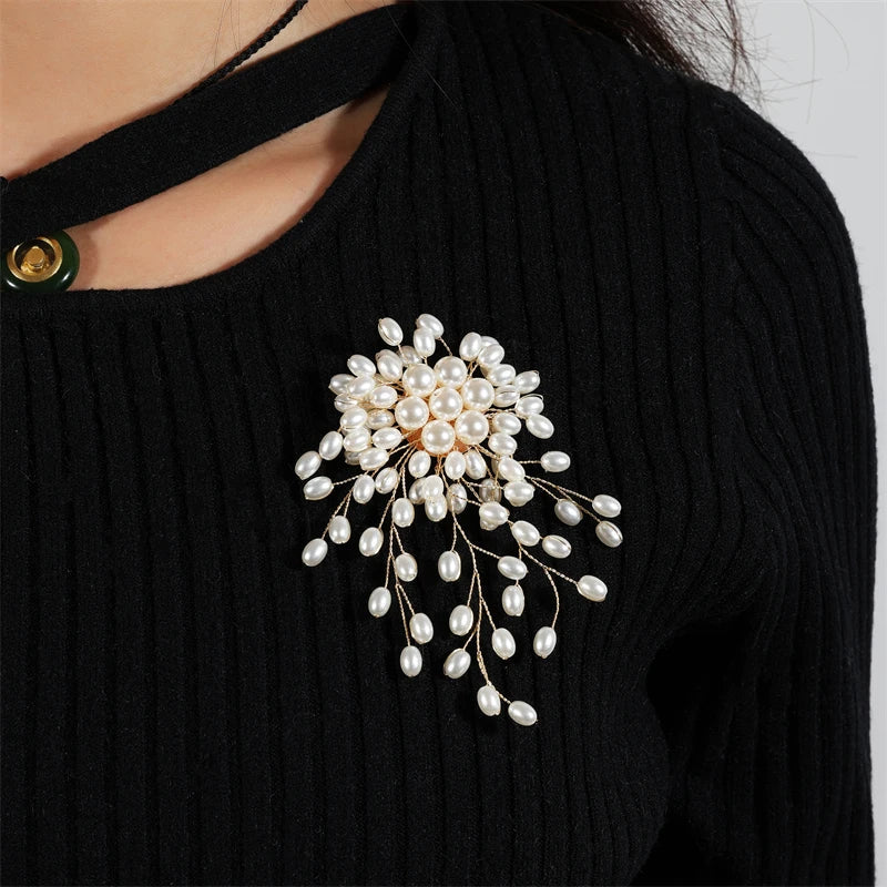 Elegant Imitation Pearl Flower Earrings – Luxury Handmade Bridal Jewelry for Weddings, Parties, and Timeless Sophisticated Style