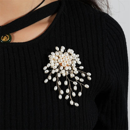 Elegant Imitation Pearl Flower Earrings – Luxury Handmade Bridal Jewelry for Weddings, Parties, and Timeless Sophisticated Style