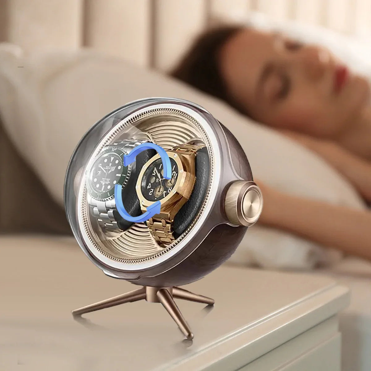 Luxury Automatic Watch Winder – Zero Magnetism Silent Storage Box with LED for Mechanical Watches, Bedside Display, or Gift Showcase