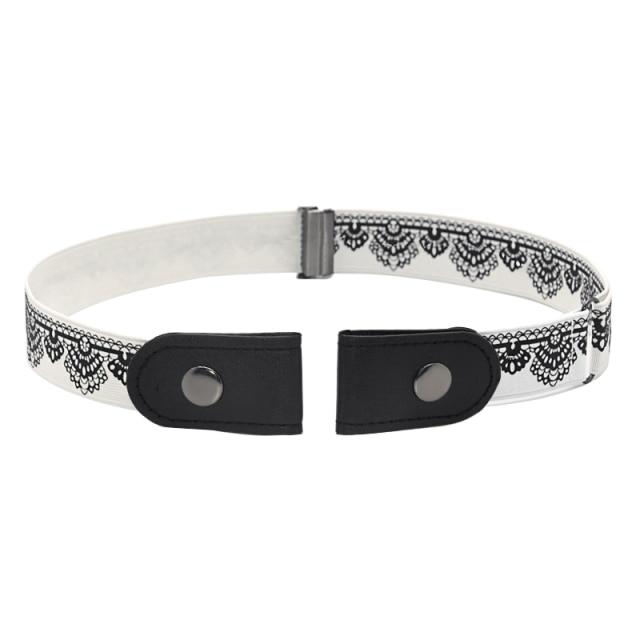 Buckle-Free Stretch Belt for Women - Flat Elastic Waist Belt with Snap Tabs, No Buckle Bulge