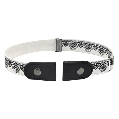 Buckle-Free Stretch Belt for Women - Flat Elastic Waist Belt with Snap Tabs, No Buckle Bulge