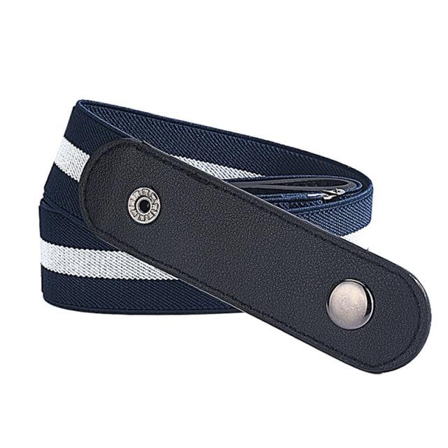 Buckle-Free Stretch Belt for Women - Flat Elastic Waist Belt with Snap Tabs, No Buckle Bulge
