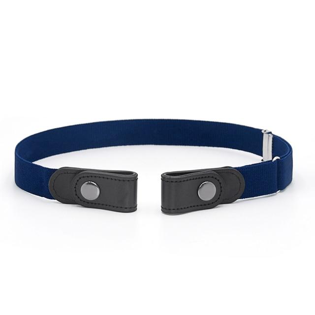 Buckle-Free Stretch Belt for Women - Flat Elastic Waist Belt with Snap Tabs, No Buckle Bulge