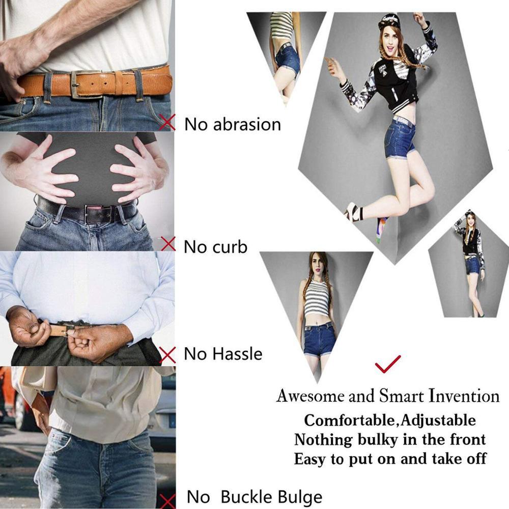 Buckle-Free Stretch Belt for Women - Flat Elastic Waist Belt with Snap Tabs, No Buckle Bulge