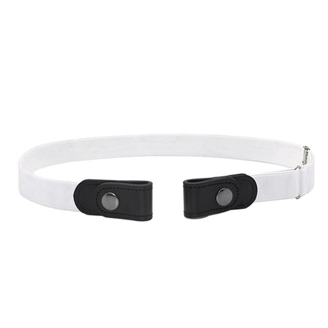 Buckle-Free Stretch Belt for Women - Flat Elastic Waist Belt with Snap Tabs, No Buckle Bulge