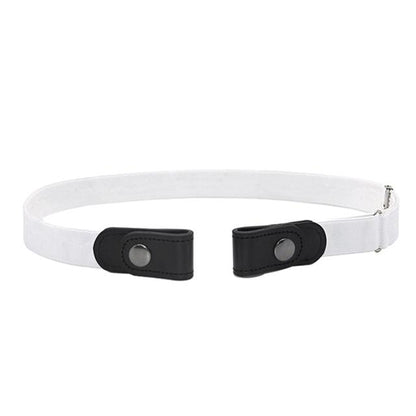 Buckle-Free Stretch Belt for Women - Flat Elastic Waist Belt with Snap Tabs, No Buckle Bulge