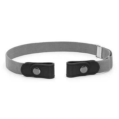 Buckle-Free Stretch Belt for Women - Flat Elastic Waist Belt with Snap Tabs, No Buckle Bulge