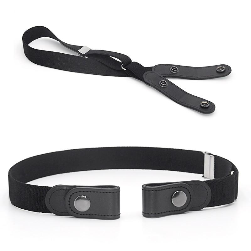 Buckle-Free Stretch Belt for Women - Flat Elastic Waist Belt with Snap Tabs, No Buckle Bulge