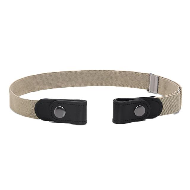 Buckle-Free Stretch Belt for Women - Flat Elastic Waist Belt with Snap Tabs, No Buckle Bulge