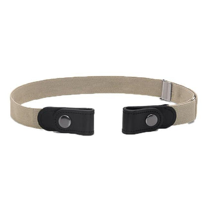 Buckle-Free Stretch Belt for Women - Flat Elastic Waist Belt with Snap Tabs, No Buckle Bulge