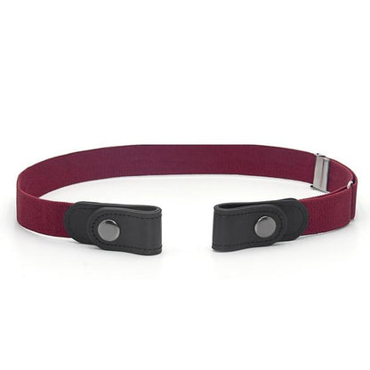 Buckle-Free Stretch Belt for Women - Flat Elastic Waist Belt with Snap Tabs, No Buckle Bulge