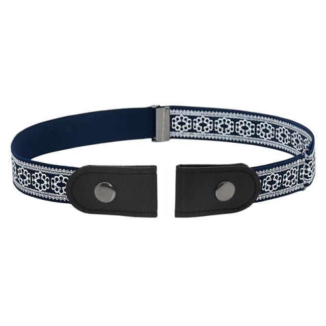 Buckle-Free Stretch Belt for Women - Flat Elastic Waist Belt with Snap Tabs, No Buckle Bulge