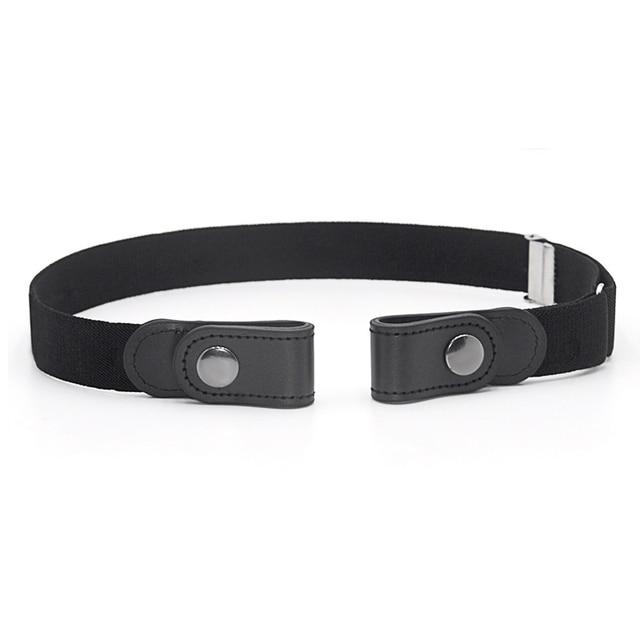 Buckle-Free Stretch Belt for Women - Flat Elastic Waist Belt with Snap Tabs, No Buckle Bulge