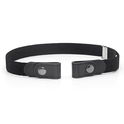 Buckle-Free Stretch Belt for Women - Flat Elastic Waist Belt with Snap Tabs, No Buckle Bulge