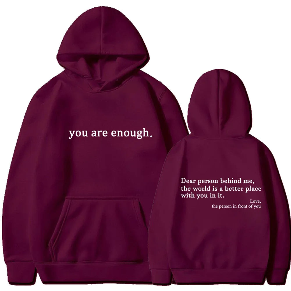Oversized Y2K Hoodie with “Dear Person Behind Me” Print – Unisex Pullover Sweatshirt for Streetwear Winter Autumn Style