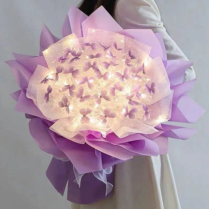 Butterfly Bouquet Kit with Light Strings – Handmade Butterfly Flower Set for Valentines Day, Weddings, Parties, Birthdays, or a Perfect Girlfriend Proposal Gift