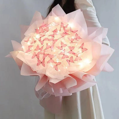 Butterfly Bouquet Kit with Light Strings – Handmade Butterfly Flower Set for Valentines Day, Weddings, Parties, Birthdays, or a Perfect Girlfriend Proposal Gift