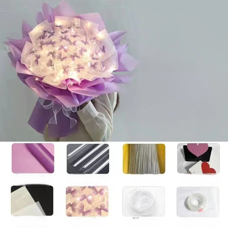 Butterfly Bouquet Kit with Light Strings – Handmade Butterfly Flower Set for Valentines Day, Weddings, Parties, Birthdays, or a Perfect Girlfriend Proposal Gift