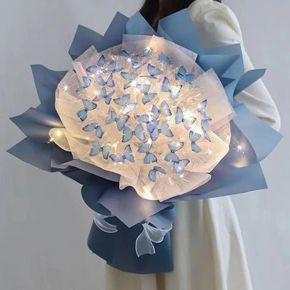 Butterfly Bouquet Kit with Light Strings – Handmade Butterfly Flower Set for Valentines Day, Weddings, Parties, Birthdays, or a Perfect Girlfriend Proposal Gift